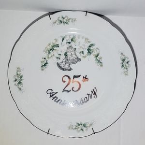 25th Wedding Anniversary Plate Vintage Lefton China Hand Painted